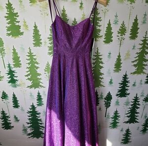 Elegant A-line Purple Glitter Dress